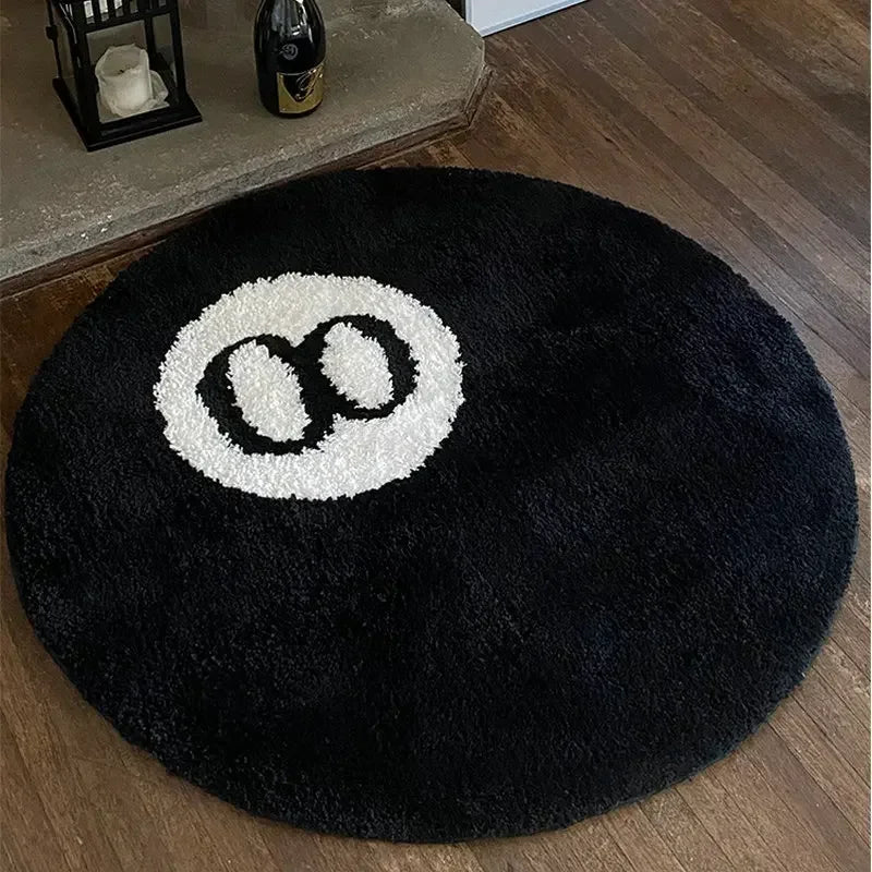 Billiards 8 Ball Round Rug - Soft Tufted Chair Pad and Floor Mat