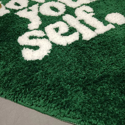 Green Heart-Shaped Tufting Rug - Fluffy Letter Carpet for Home Decor