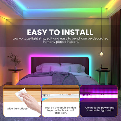 Dream Color LED Strip Light: Vibrant RGB Ribbon with Adjustable Colors for TV Backlighting and Room Decoration