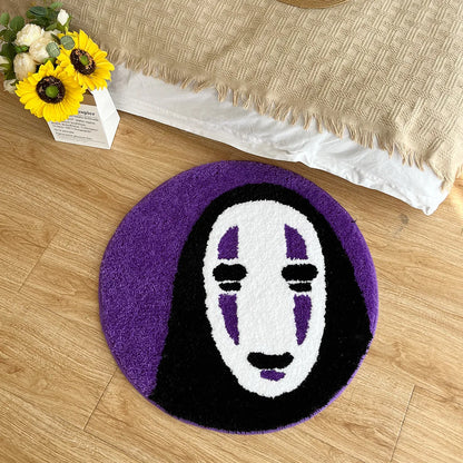 Soft Smile Face Tufted Rug - Handmade Cartoon Style Floor Mat