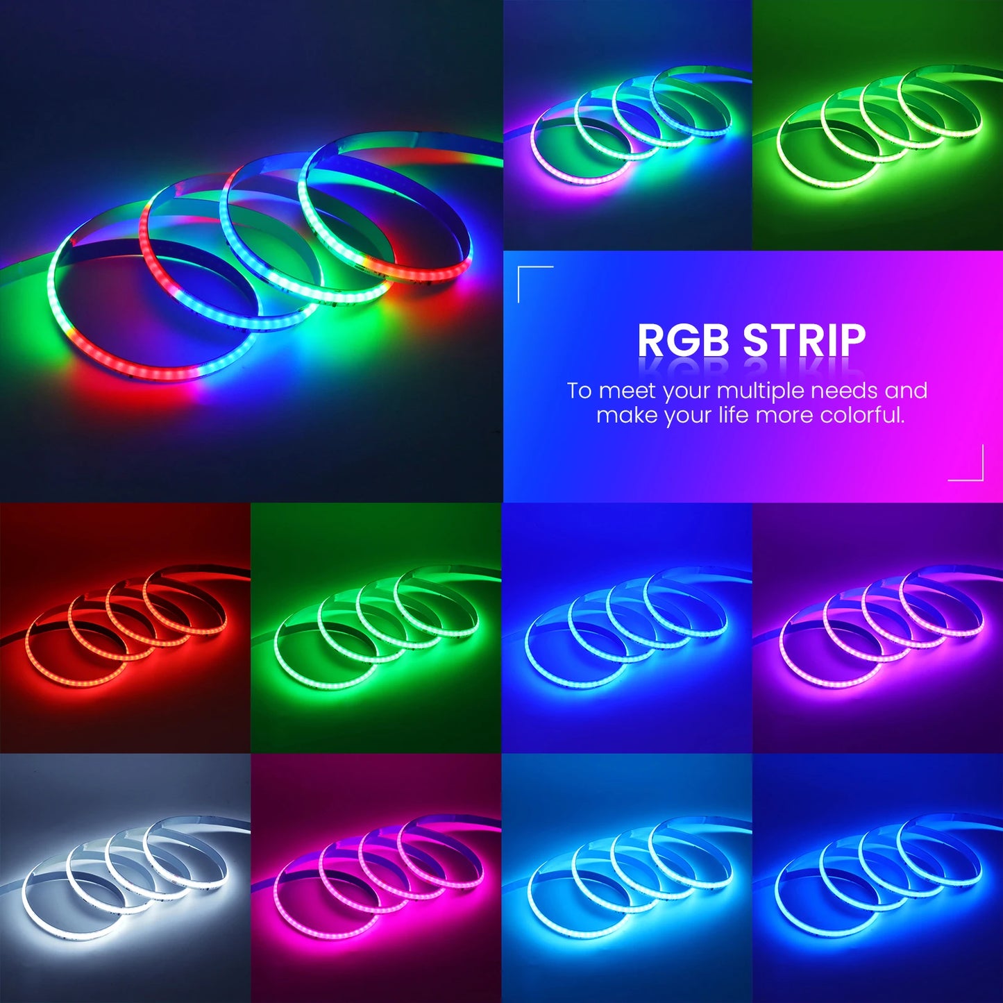 Dream Color LED Strip Light: Vibrant RGB Ribbon with Adjustable Colors for TV Backlighting and Room Decoration