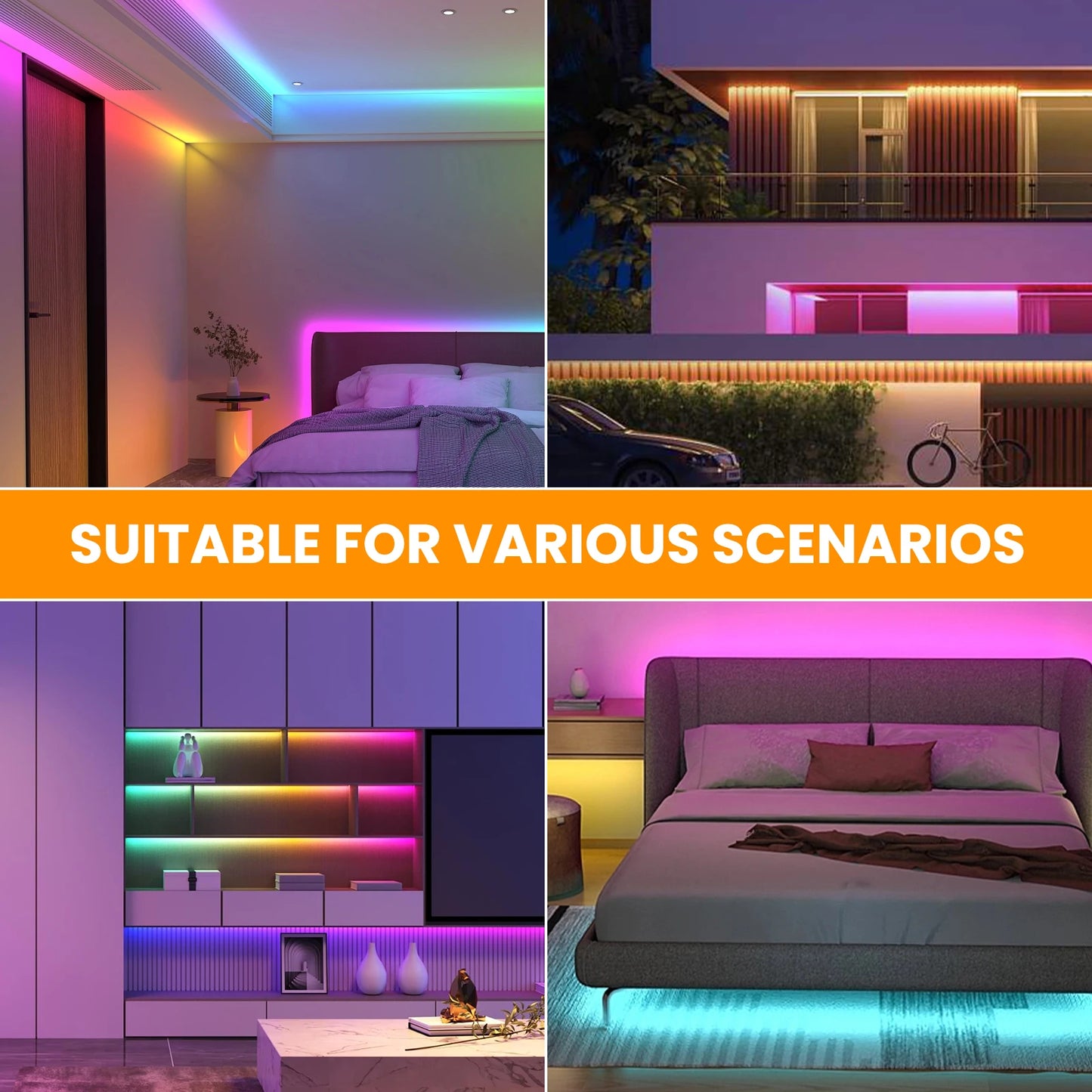 Dream Color LED Strip Light: Vibrant RGB Ribbon with Adjustable Colors for TV Backlighting and Room Decoration