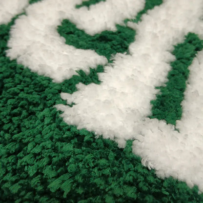 Green Heart-Shaped Tufting Rug - Fluffy Letter Carpet for Home Decor